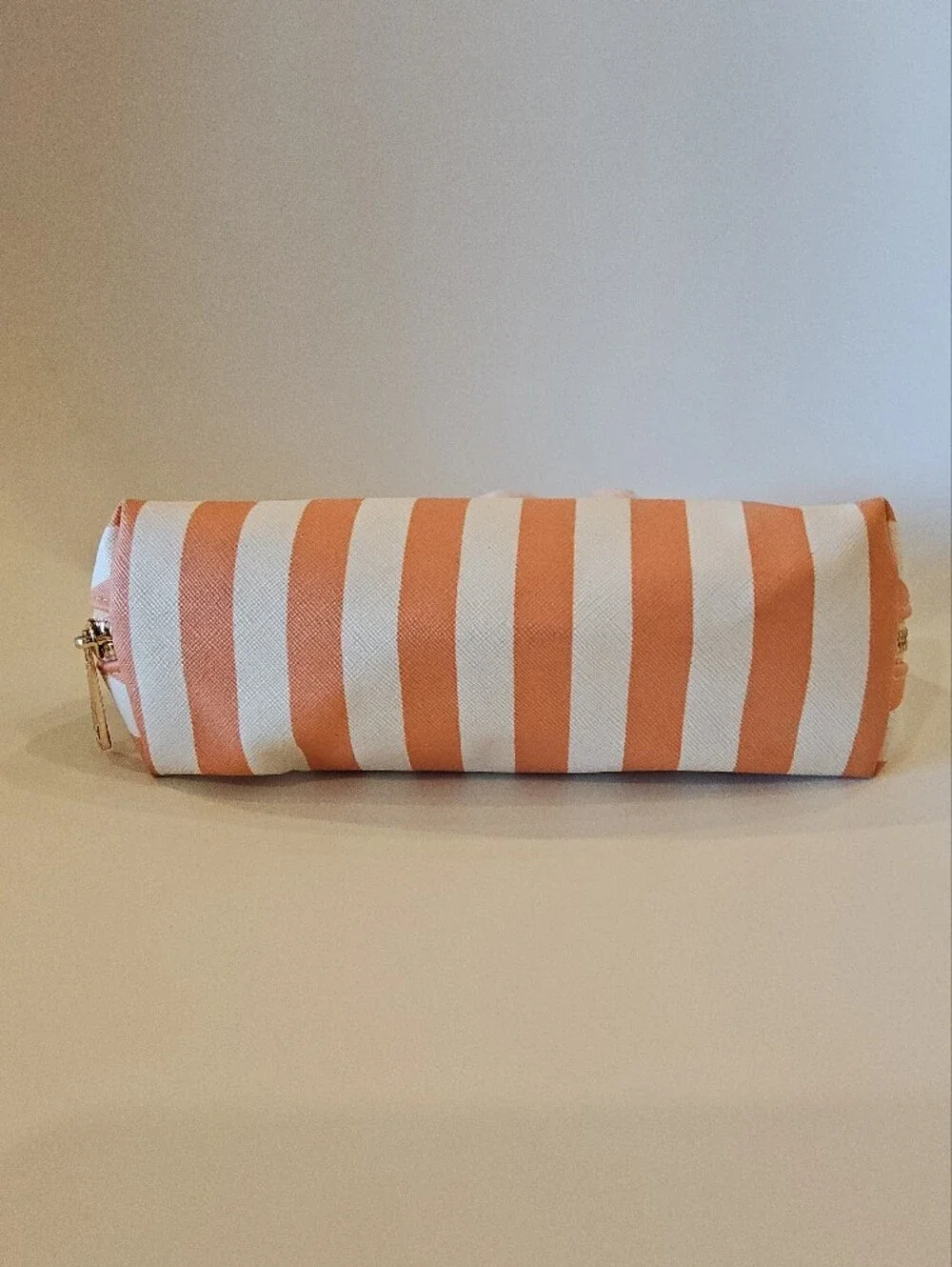 Pom-Pom Stripe Cosmetic bag - Peach & Cream